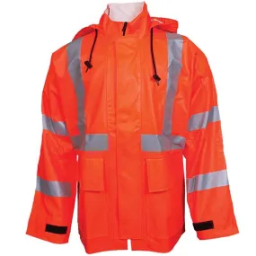 NSA FR Class 3 Hi Vis Orange Arc H2O Made in USA Rain Jacket R30RQ06