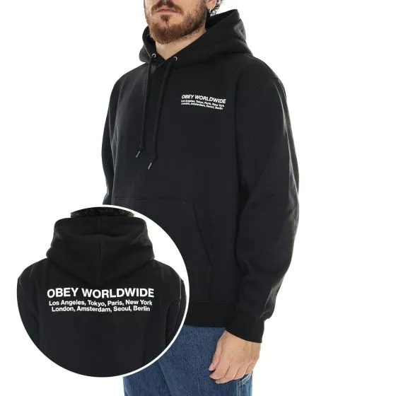 Obey Obery Worldwide Cities Premium Hooded Fleece Black