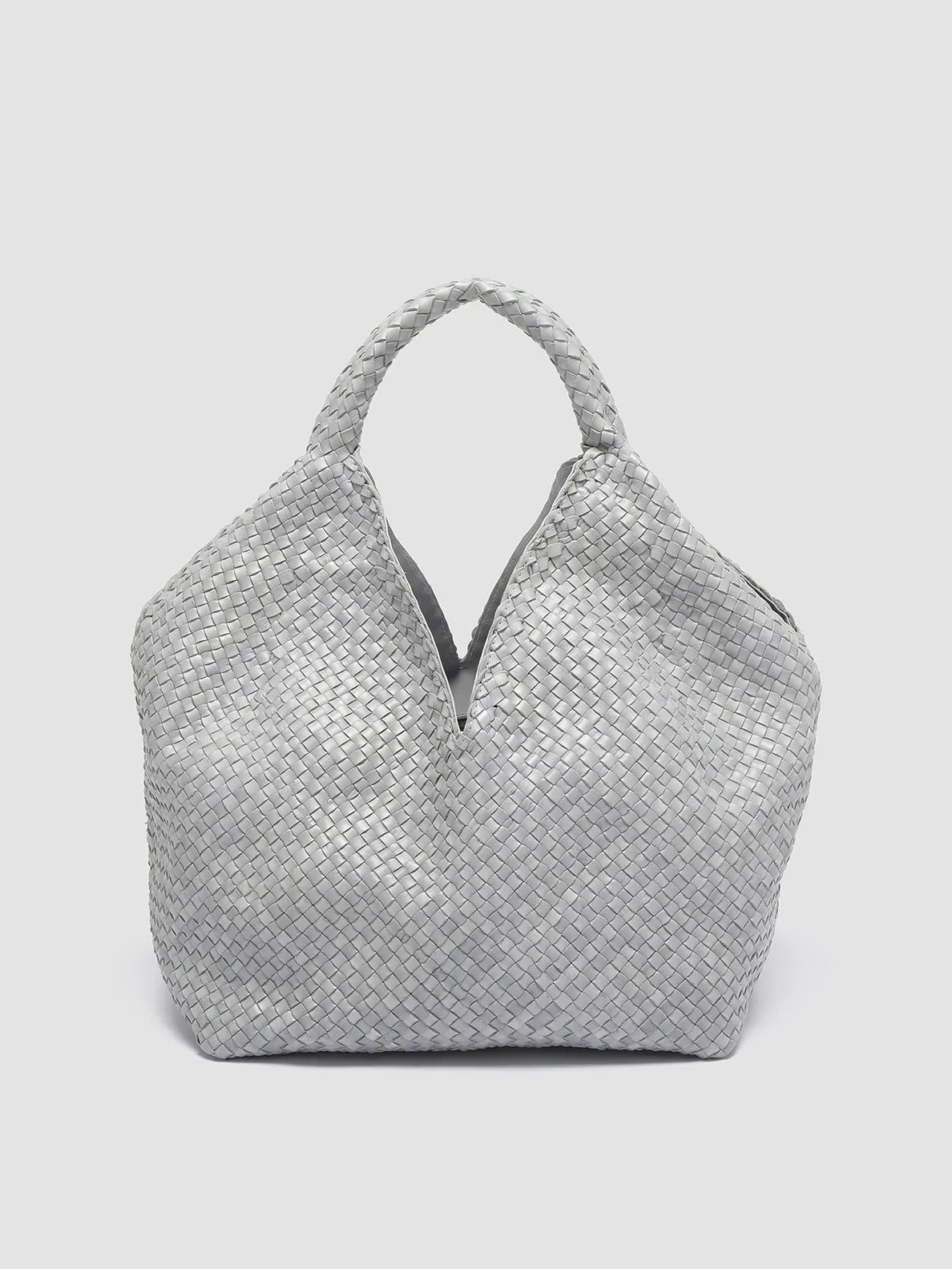 OC CLASS 056 Woven - Grey Leather Handle Bag