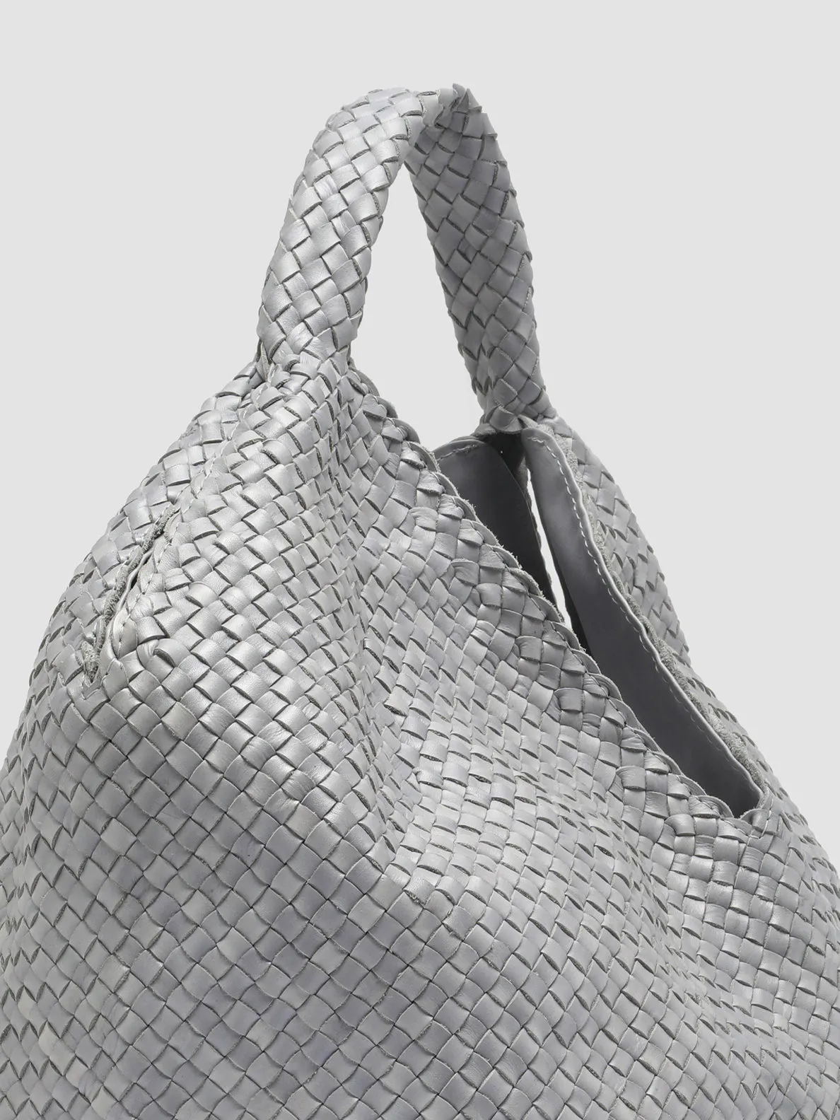 OC CLASS 056 Woven - Grey Leather Handle Bag