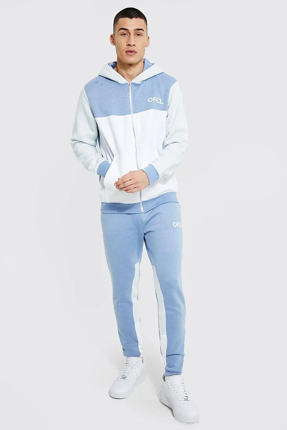 Ofcl Colour Block Zip Hooded Tracksuit