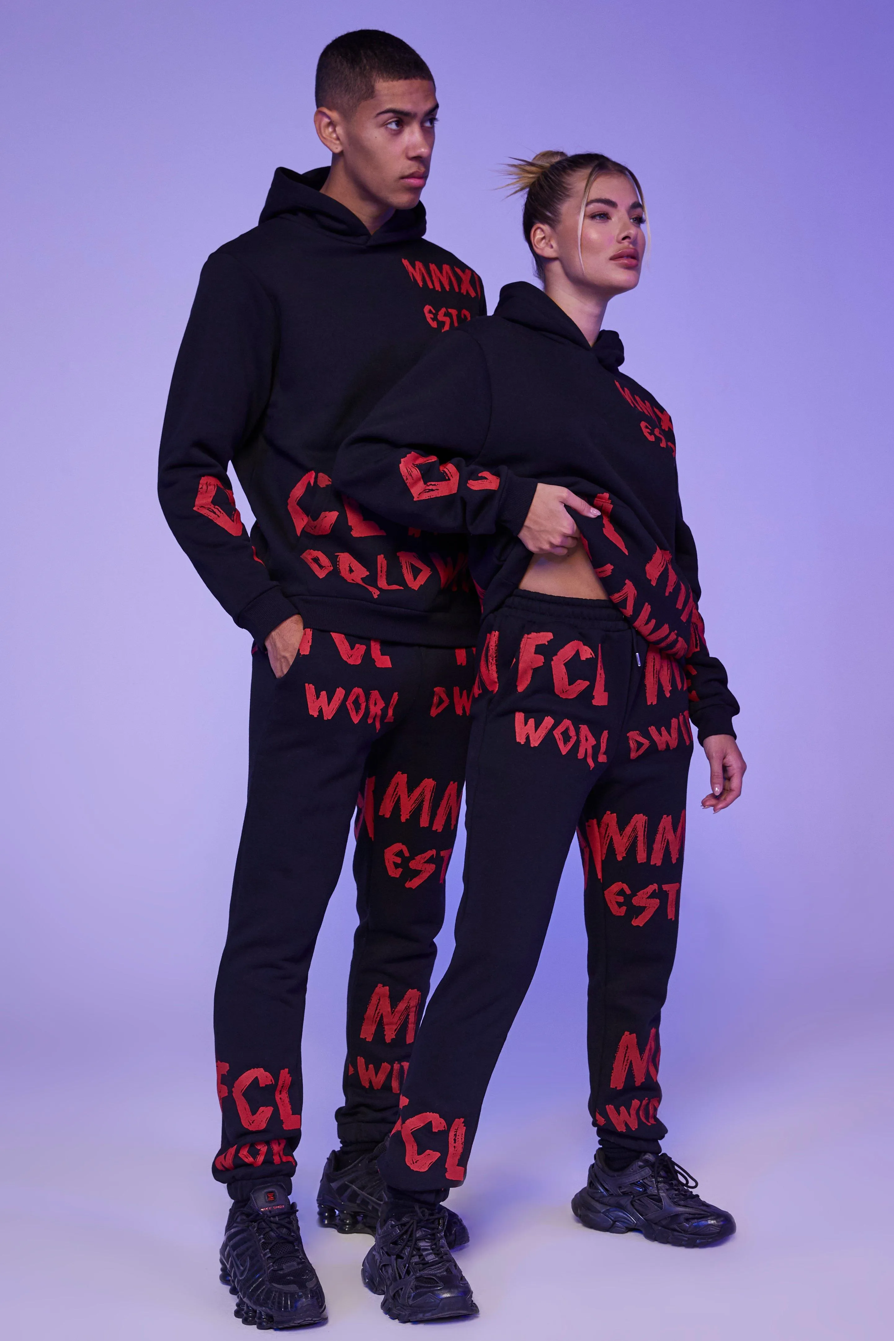 Ofcl Man Logo Graphic Hooded Tracksuit | boohooMAN UK