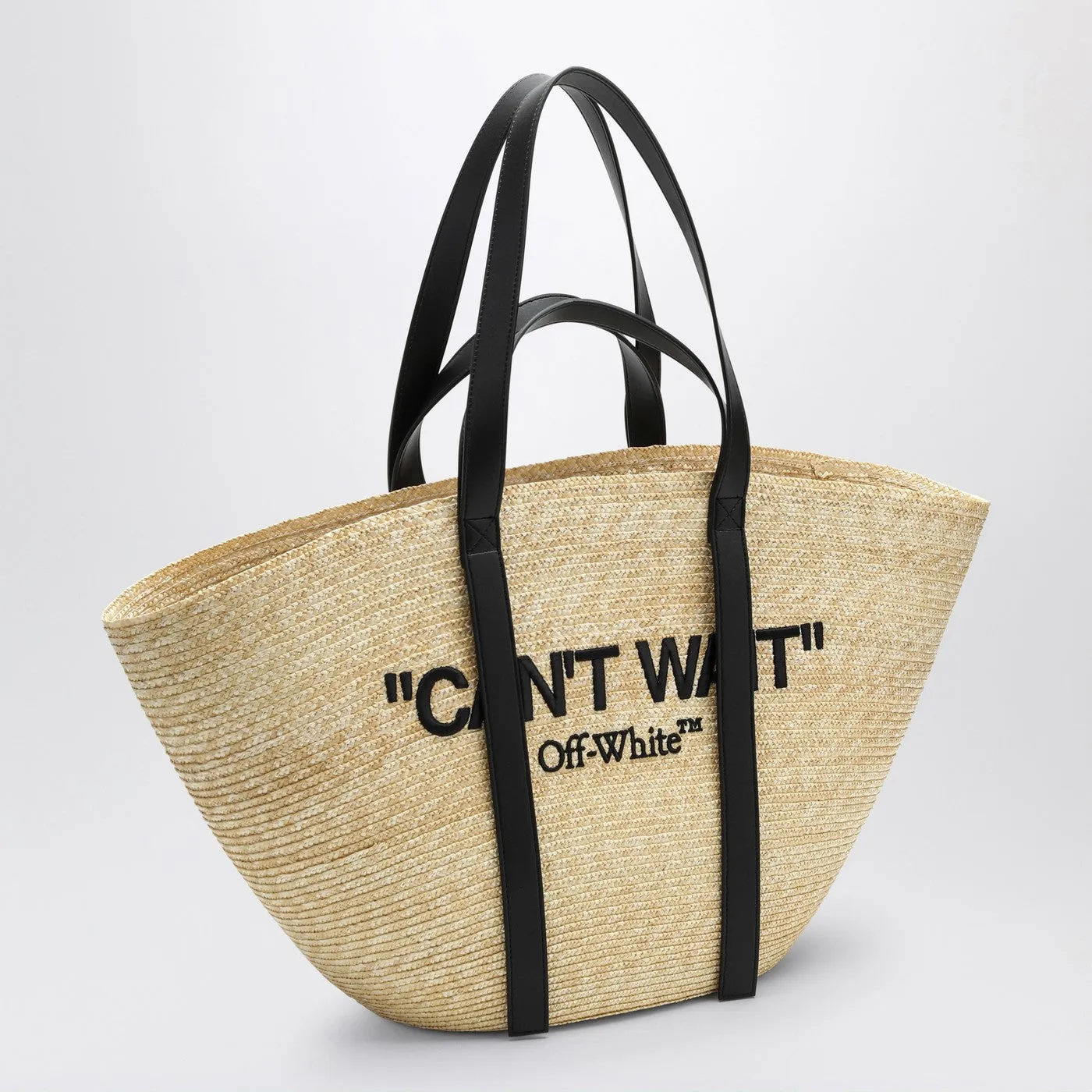Off White    Off White™ Can't Wait Media Tote In Raffia