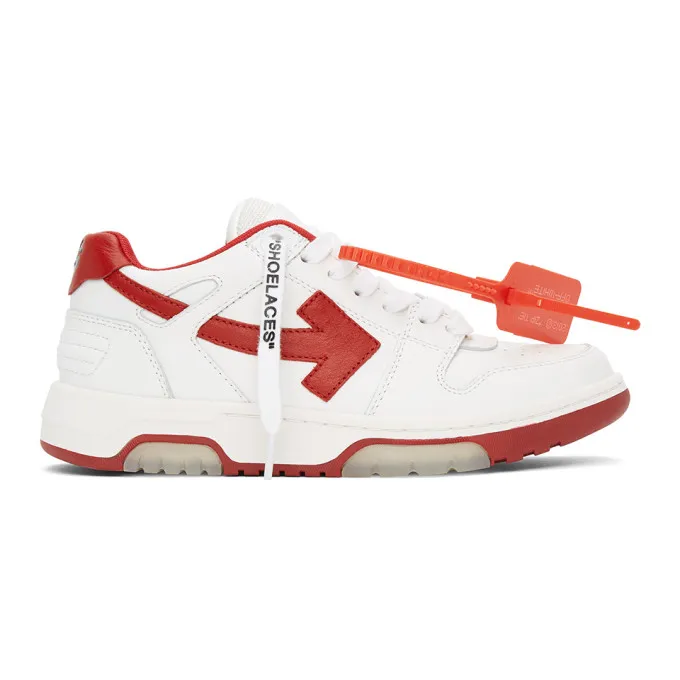 Off-White White and Red Out Of Office Sneakers