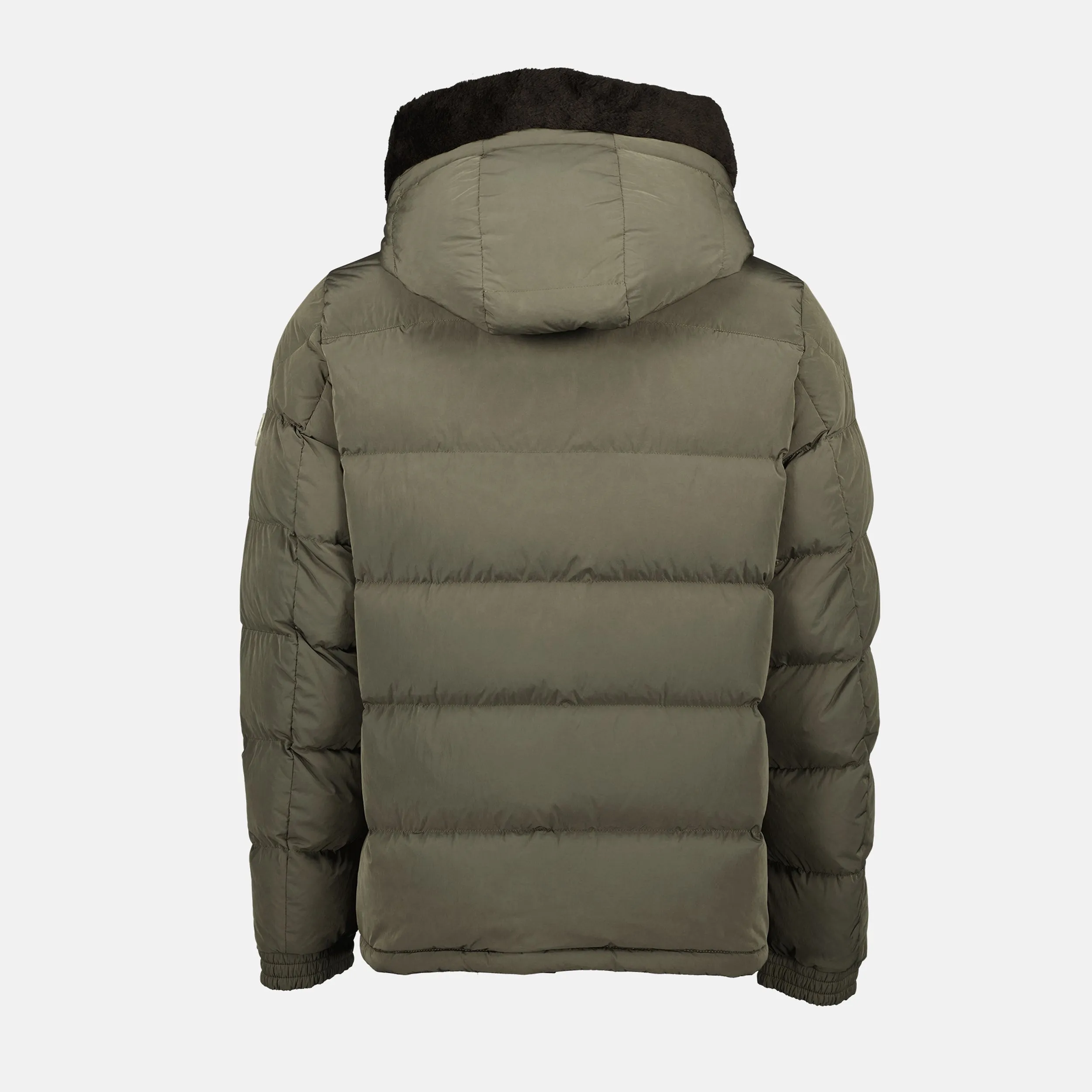 Olive Green Puffer Jacket with Logo
