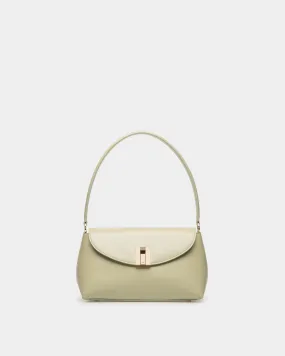 Ollam Small Top Handle Bag In Light Green Leather 