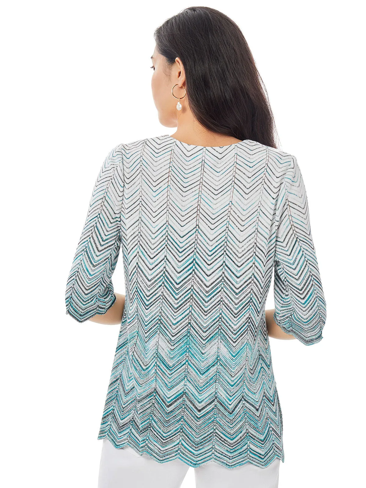 Ombre Chevron Zigzag Hem Knit Tunic