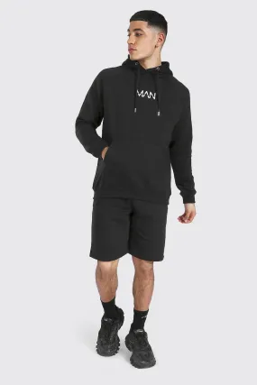 Original Man Raglan Hooded Short Tracksuit | boohooMAN UK