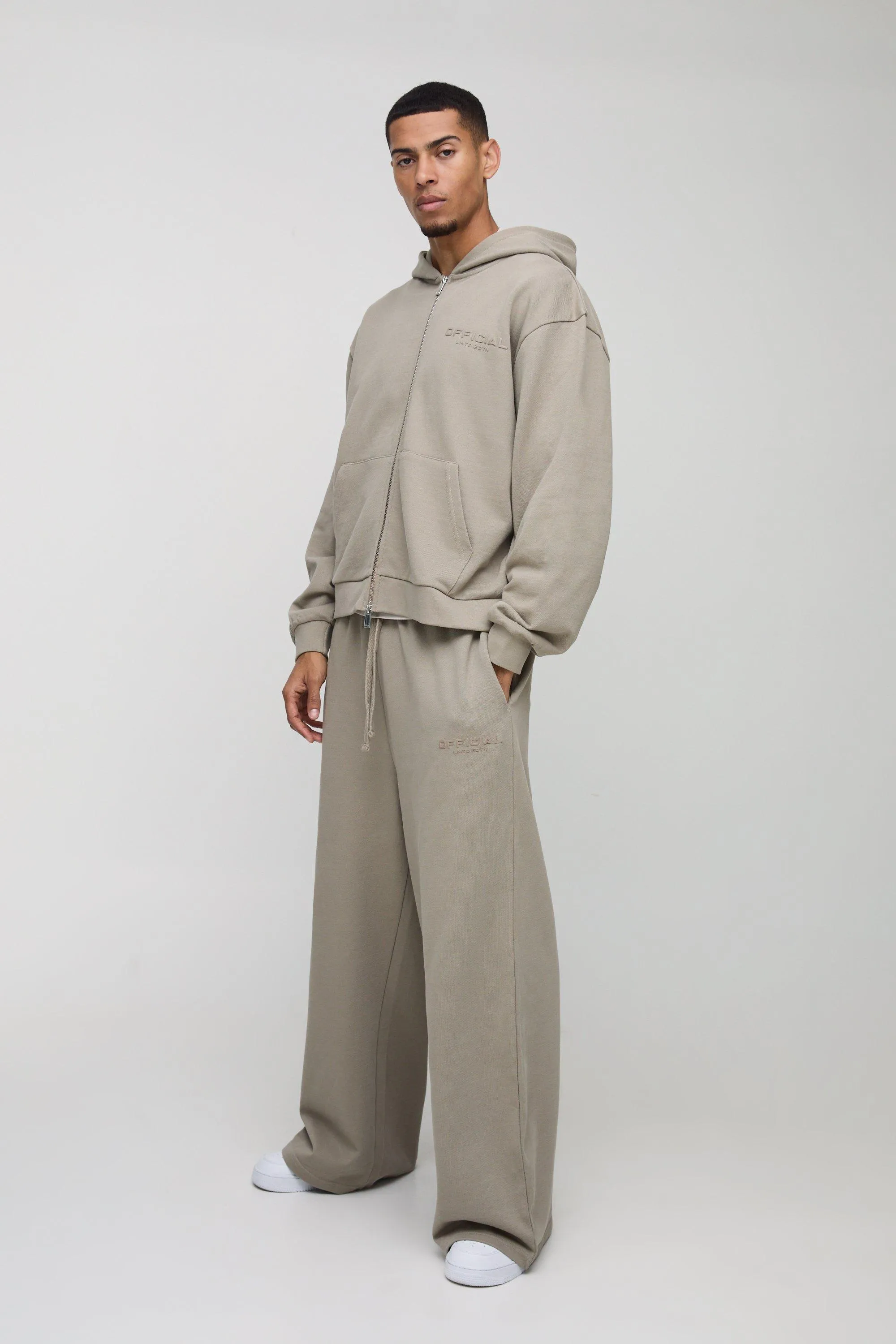 Oversized Boxy Zip Through Heavyweight Hooded Tracksuit