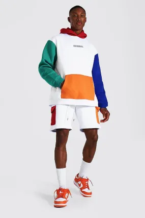 Oversized Cargo Colour Block Short Tracksuit | boohooMAN UK