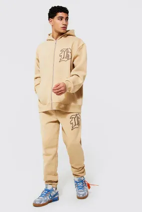 Oversized Gothic B Zip Hooded Tracksuit