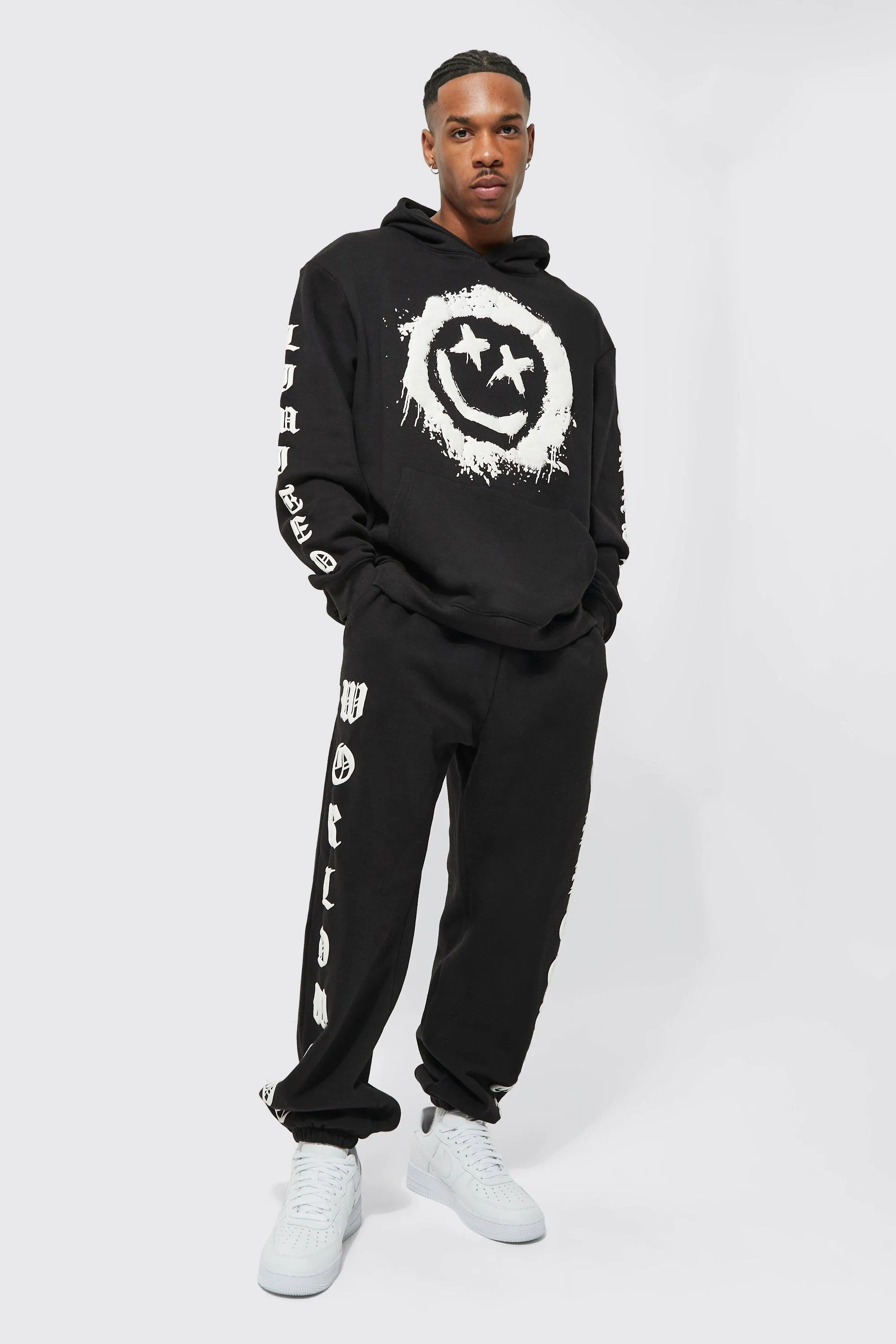 Oversized Gothic Spray Face Graphic Tracksuit