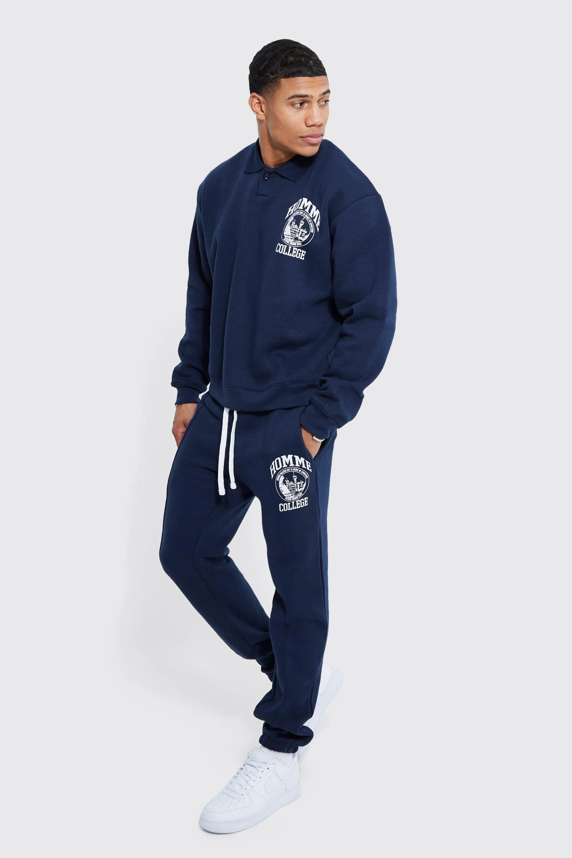 Oversized Homme Rugby Polo Tracksuit | boohooMAN UK