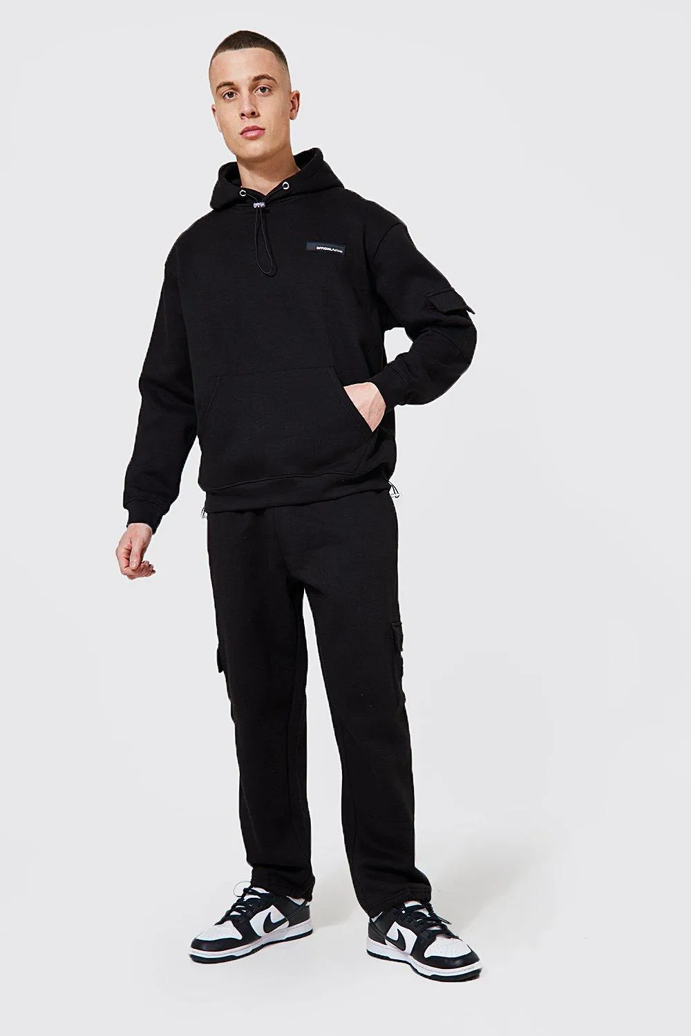 Oversized Official Man Hooded Cargo Tracksuit | boohooMAN UK