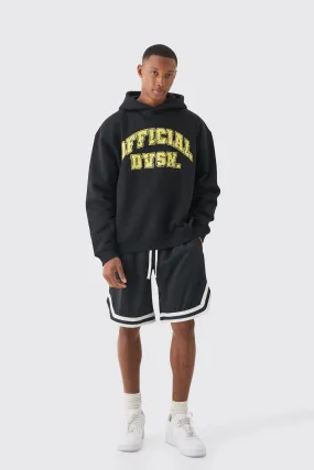 Oversized Official Varsity Hoodie And Basketball Short Set | boohooMAN UK