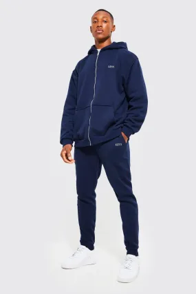 Oversized Original Man Zip Hooded Tracksuit | boohooMAN UK