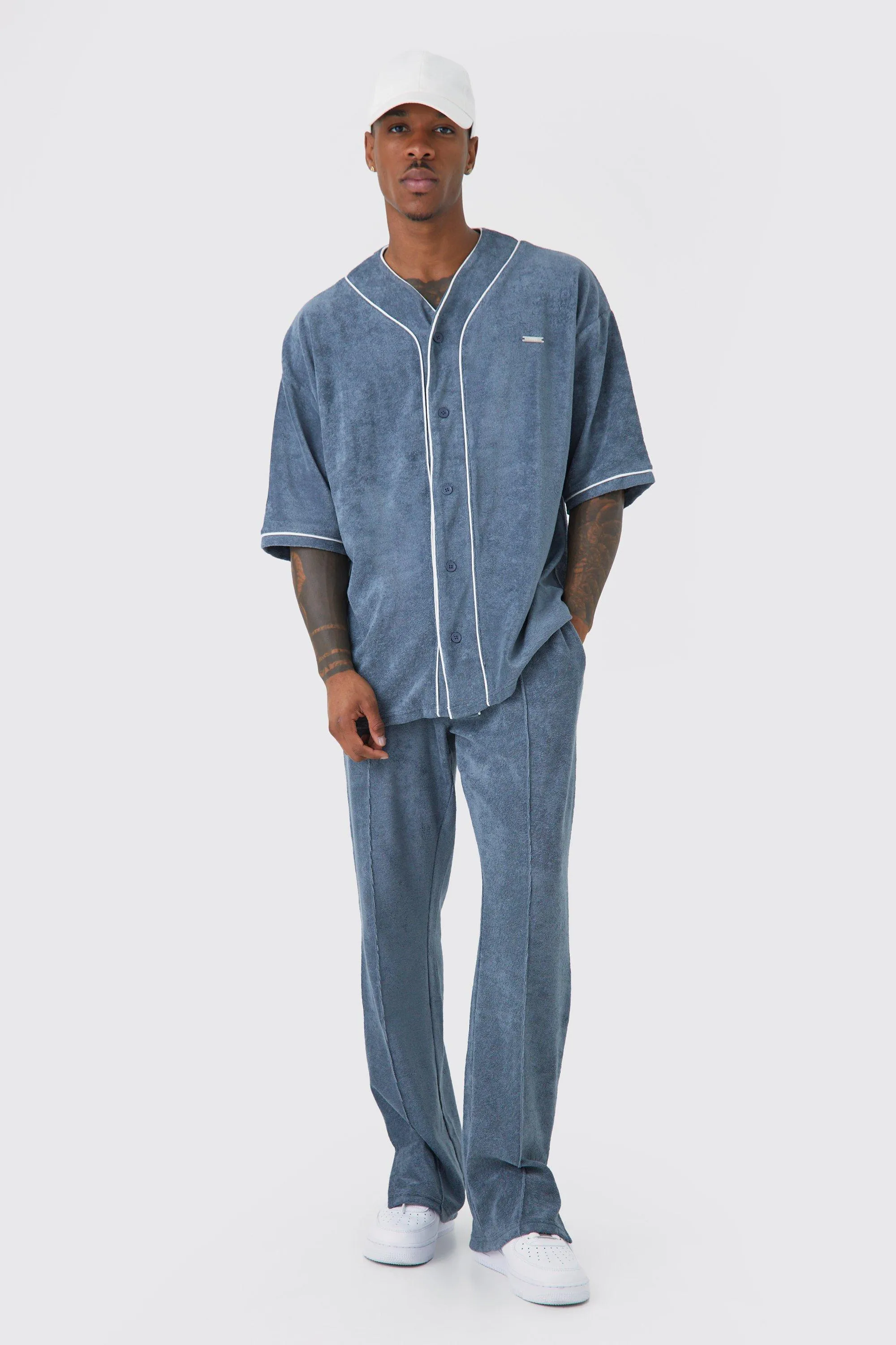 Oversized Premium Toweling Baseball T-Shirt Tracksuit