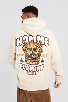 Oversized Skull Burger Back Graphic Hoodie | boohooMAN UK