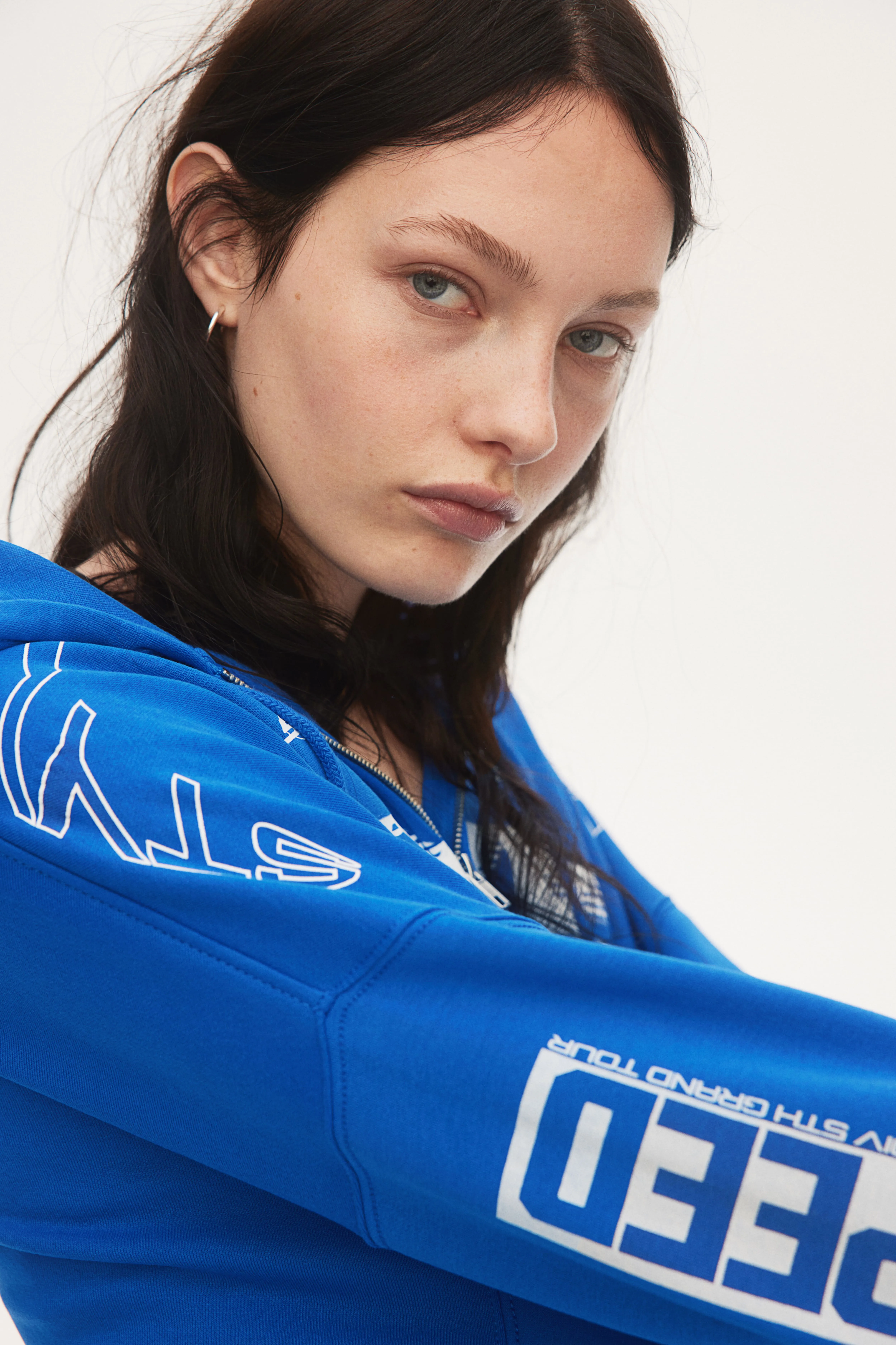 Oversized zip-through hoodie - Long sleeve - Long - Bright blue/FX5 - Ladies | H&M GB