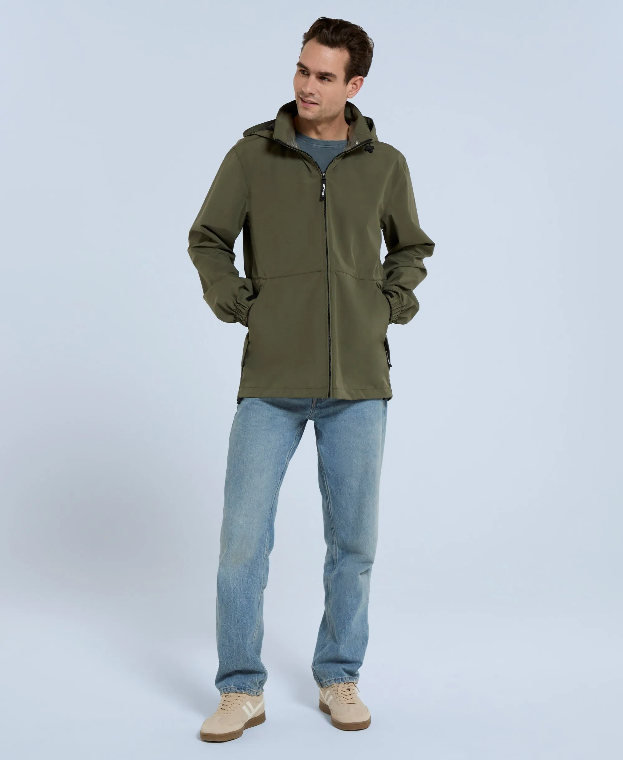 Pace Mens Water Resistant Packable Jacket - Khaki