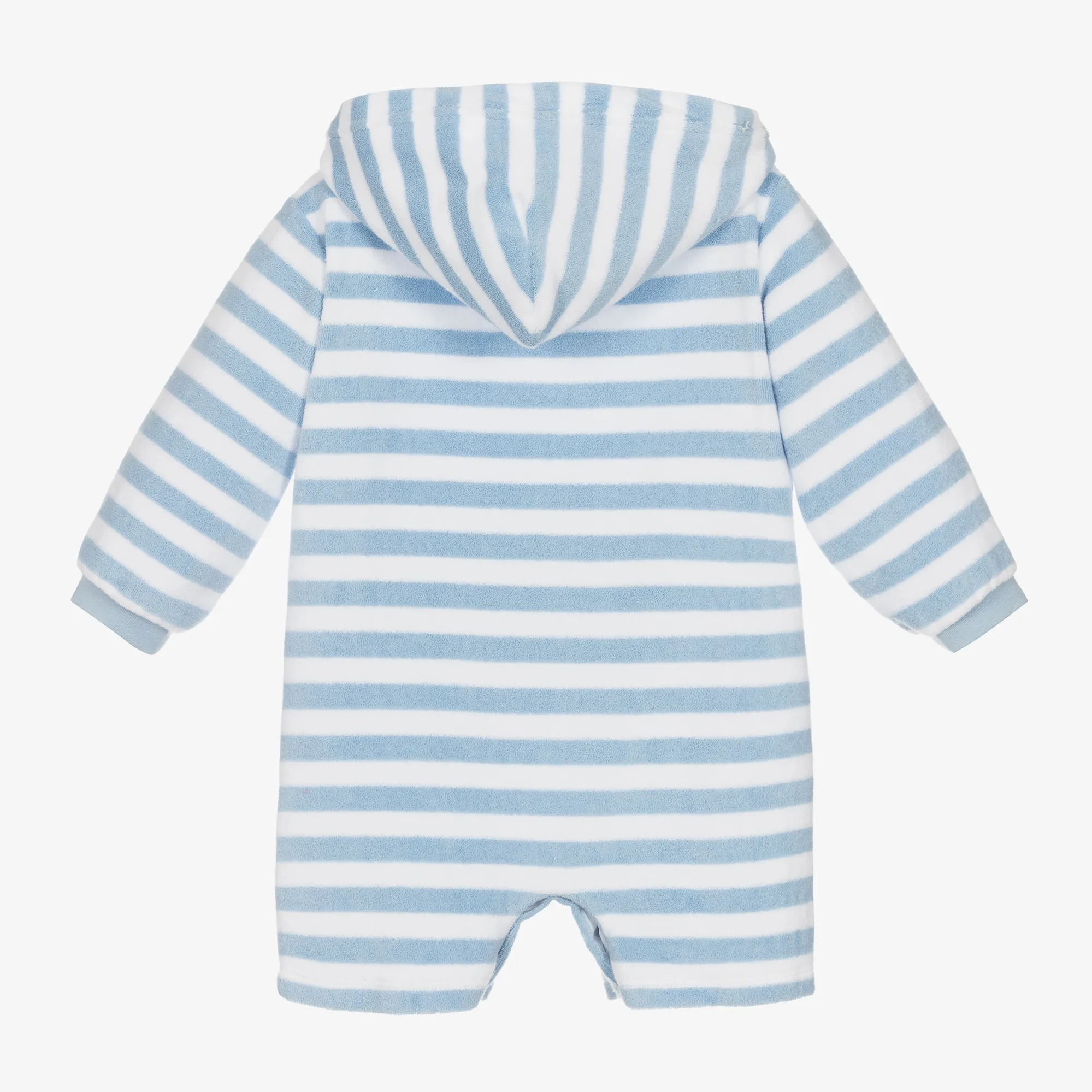 Pale Blue Stripe Towelling Baby Beach Romper