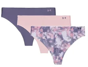 panties Under Armour Pure Stretch No Show Printed 3 Pack - Halo Gray/Pink Elixír/Downpour Gray - women´s