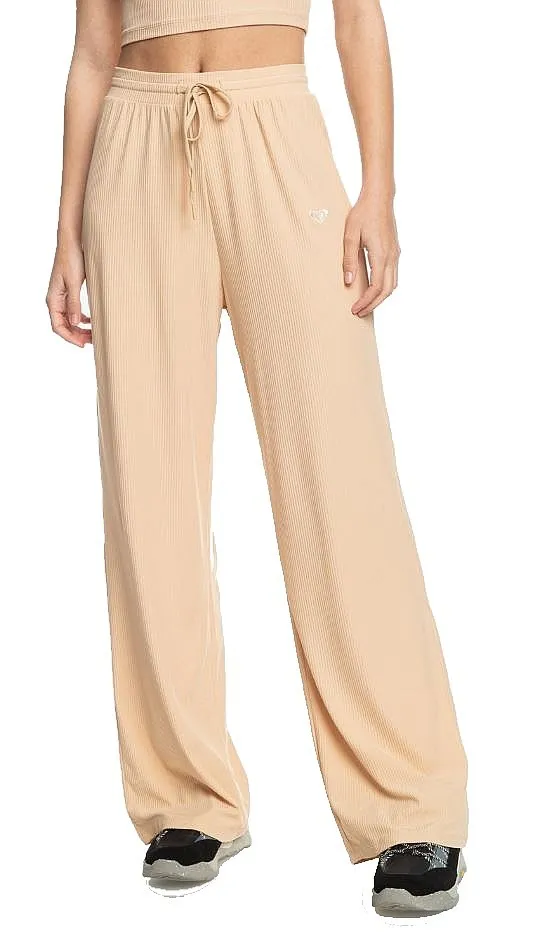 pants Roxy Rise & Vibe Rib Wide Leg - TGE0/Toasted Almond - women´s