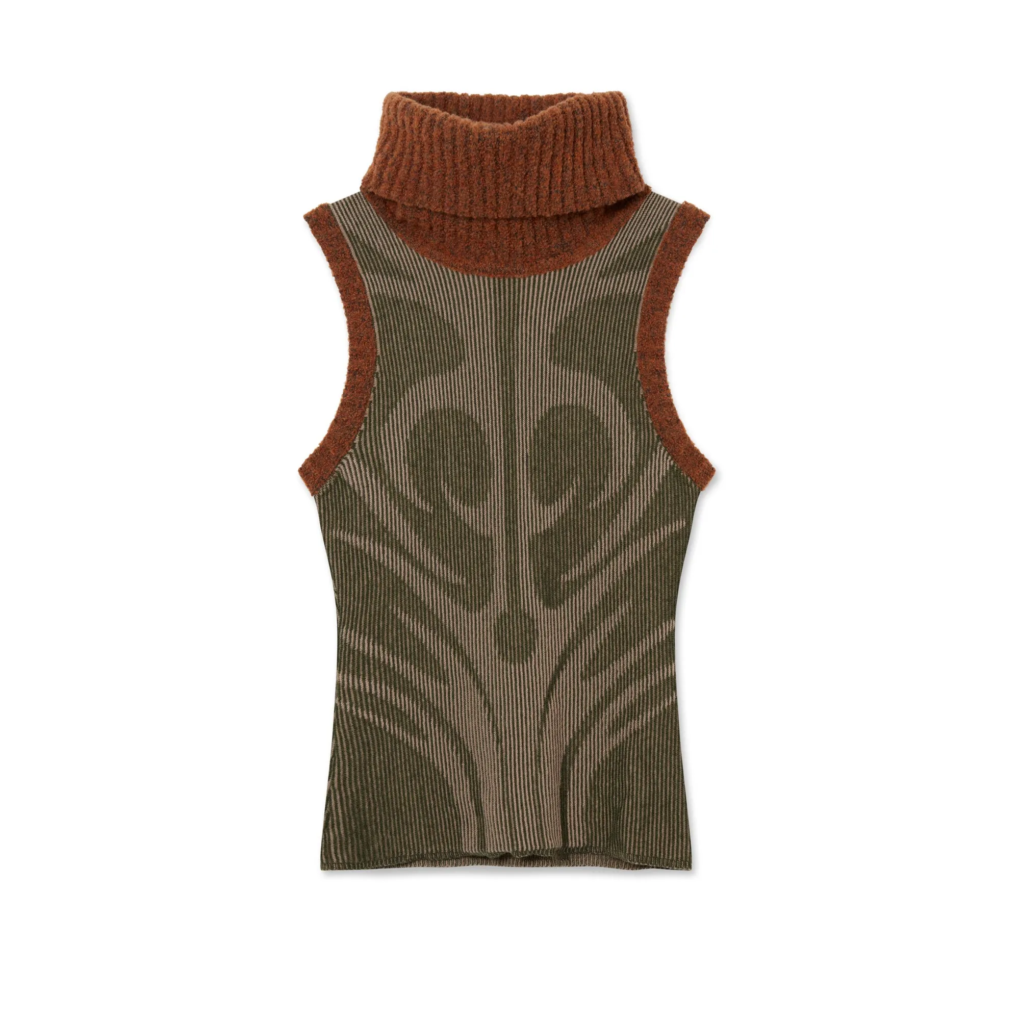 Paolina Russo Women’s Illusion Knit Vest  Olive/Beige