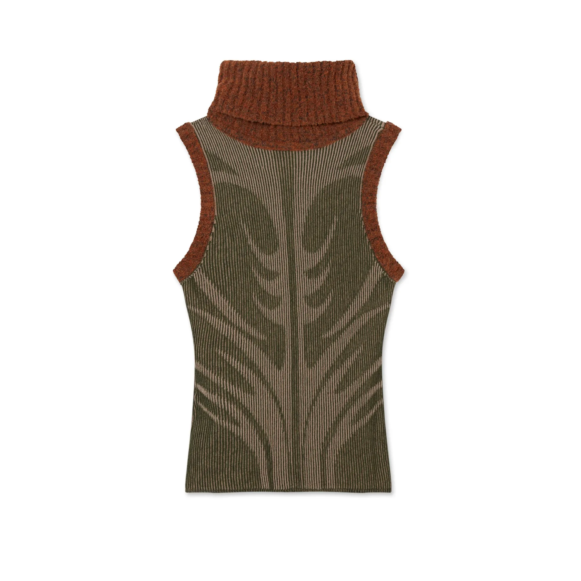 Paolina Russo Women’s Illusion Knit Vest  Olive/Beige