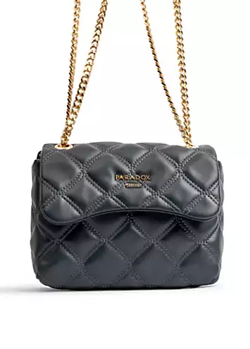 Paradox London Odin Navy Faux Leather Quilted Shoulder Bag