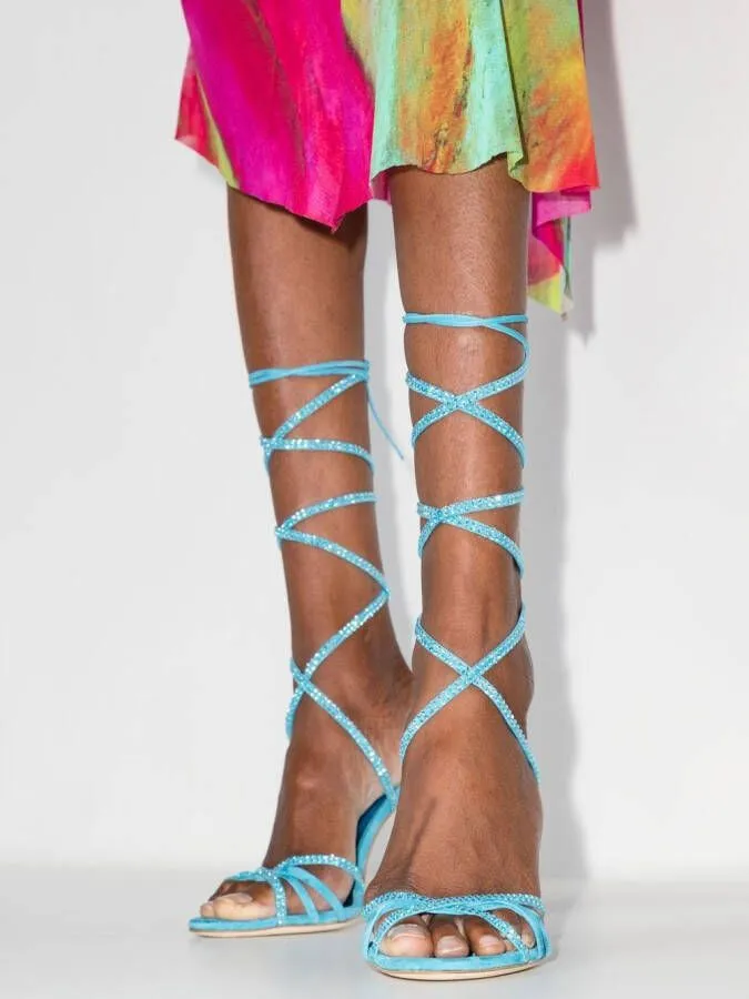 Paris Texas Holly Nicole 105mm lace up sandals Blue
