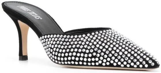 Paris Texas Hollywood 75mm crystal-embellished mules Black