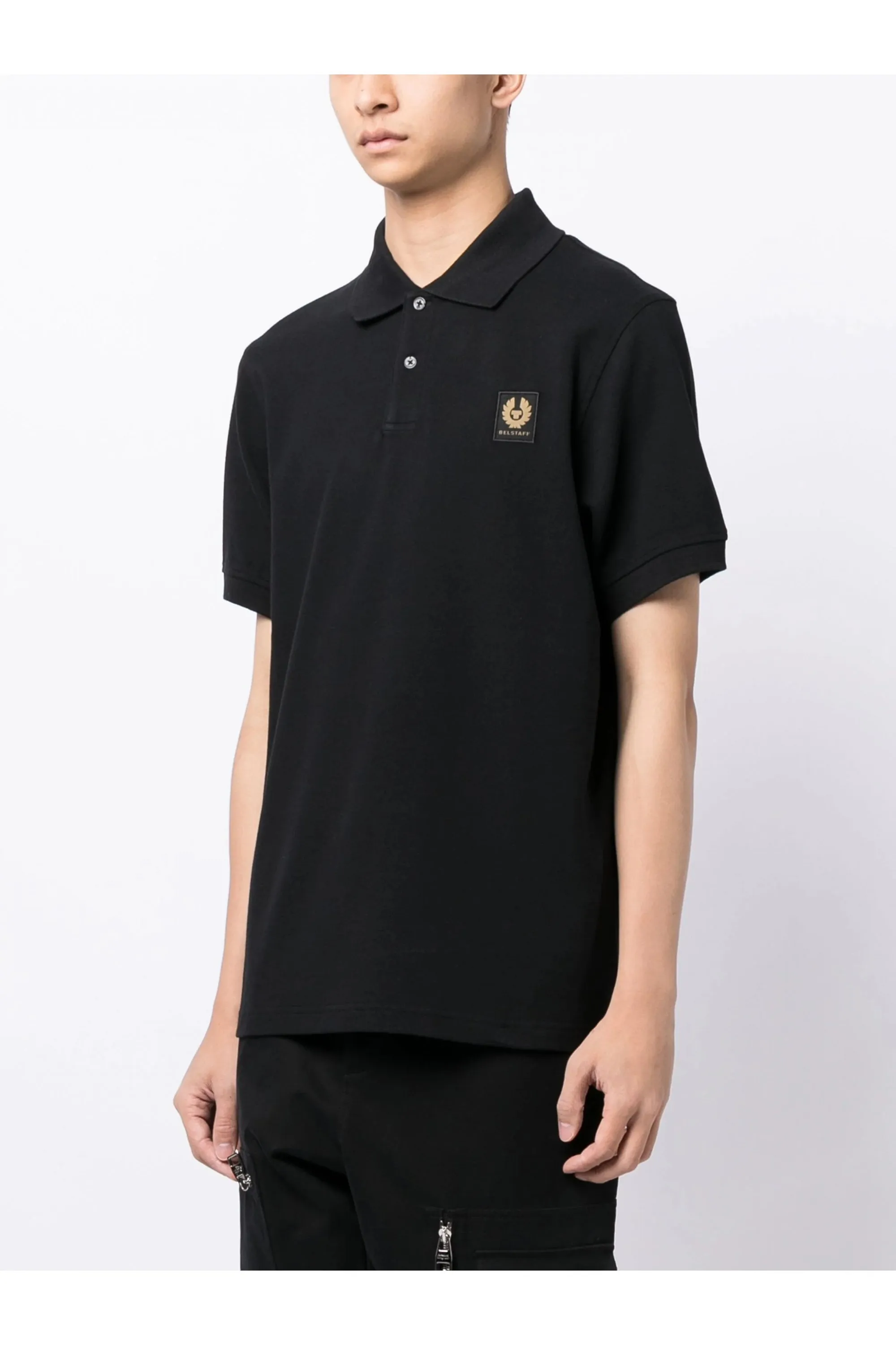 Patch Logo Cotton Polo Shirt Black