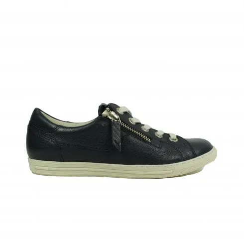Paul Green 4940-04 | Navy Leather | Women's Zip/Lace Up Trainers