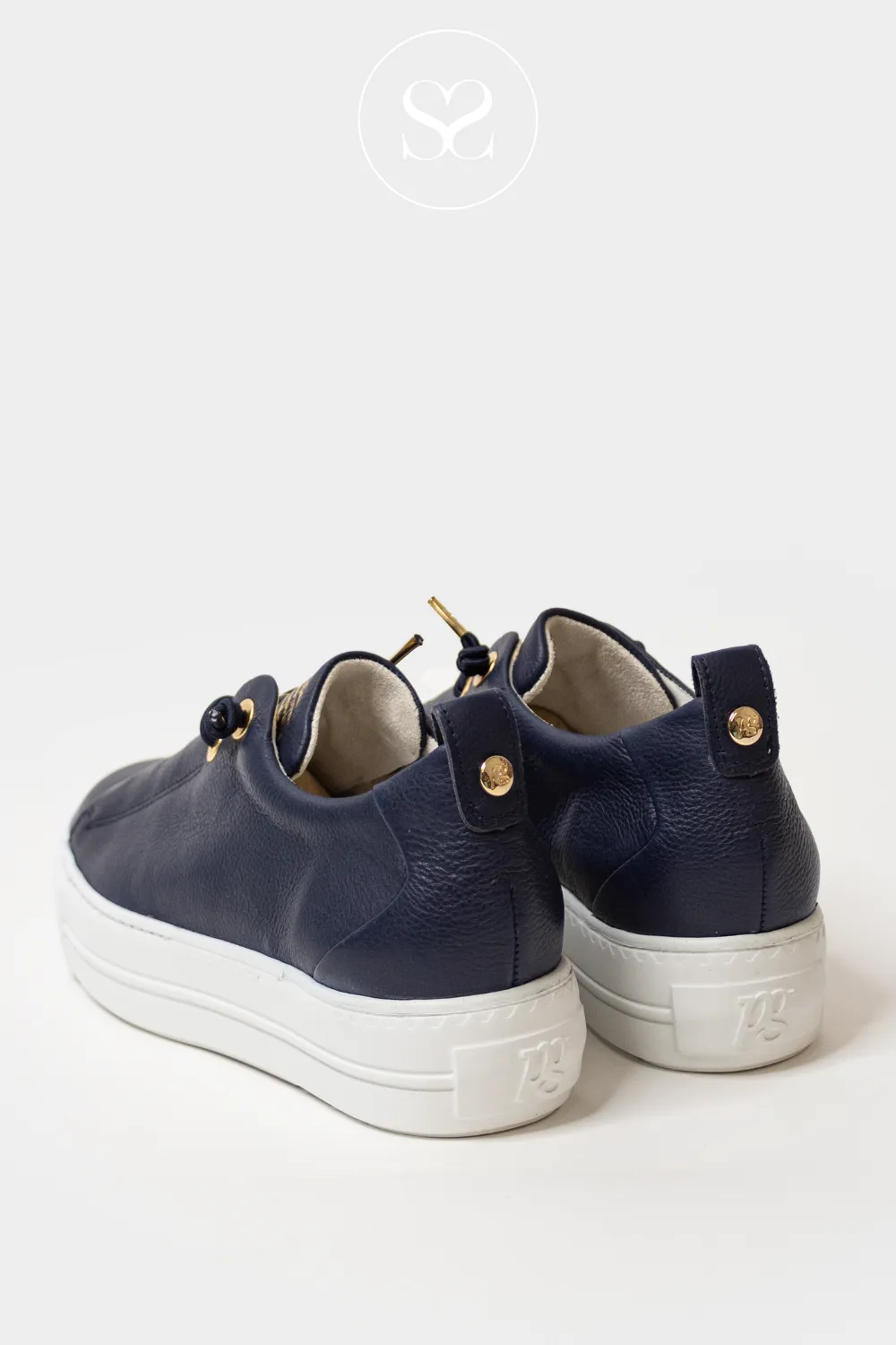 PAUL GREEN 5017 NAVY SLIP ON PLATFORM TRAINERS