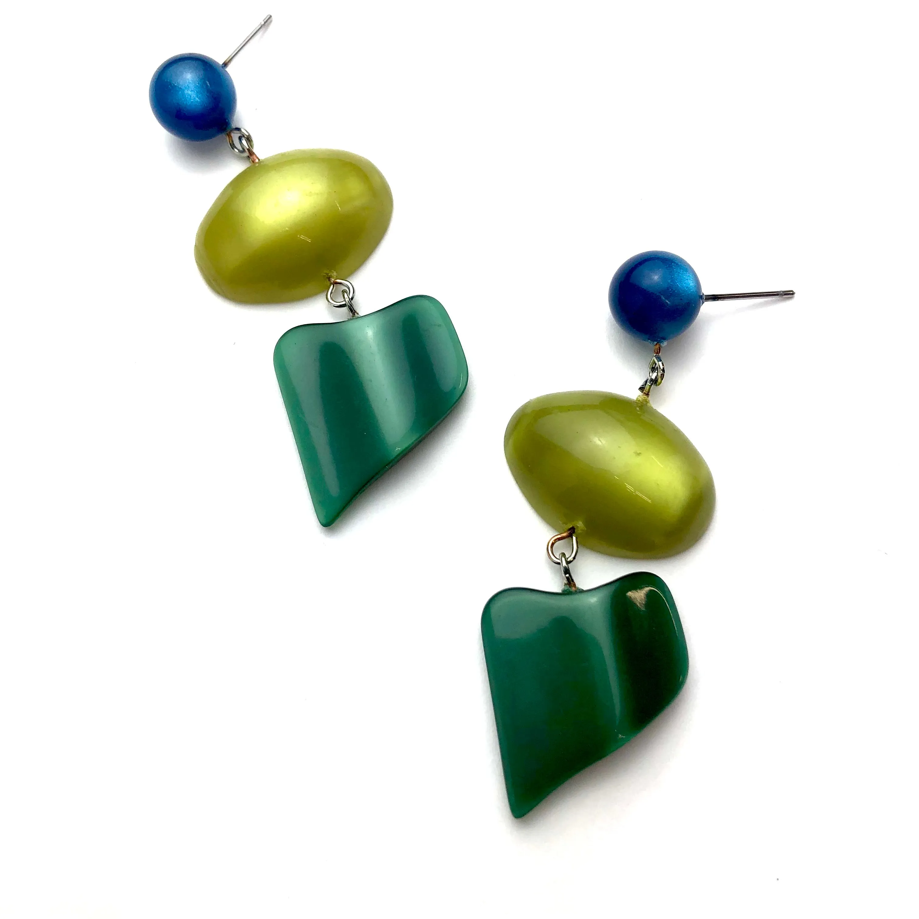 Peacock and Evergreen Moonglow Statement Earrings