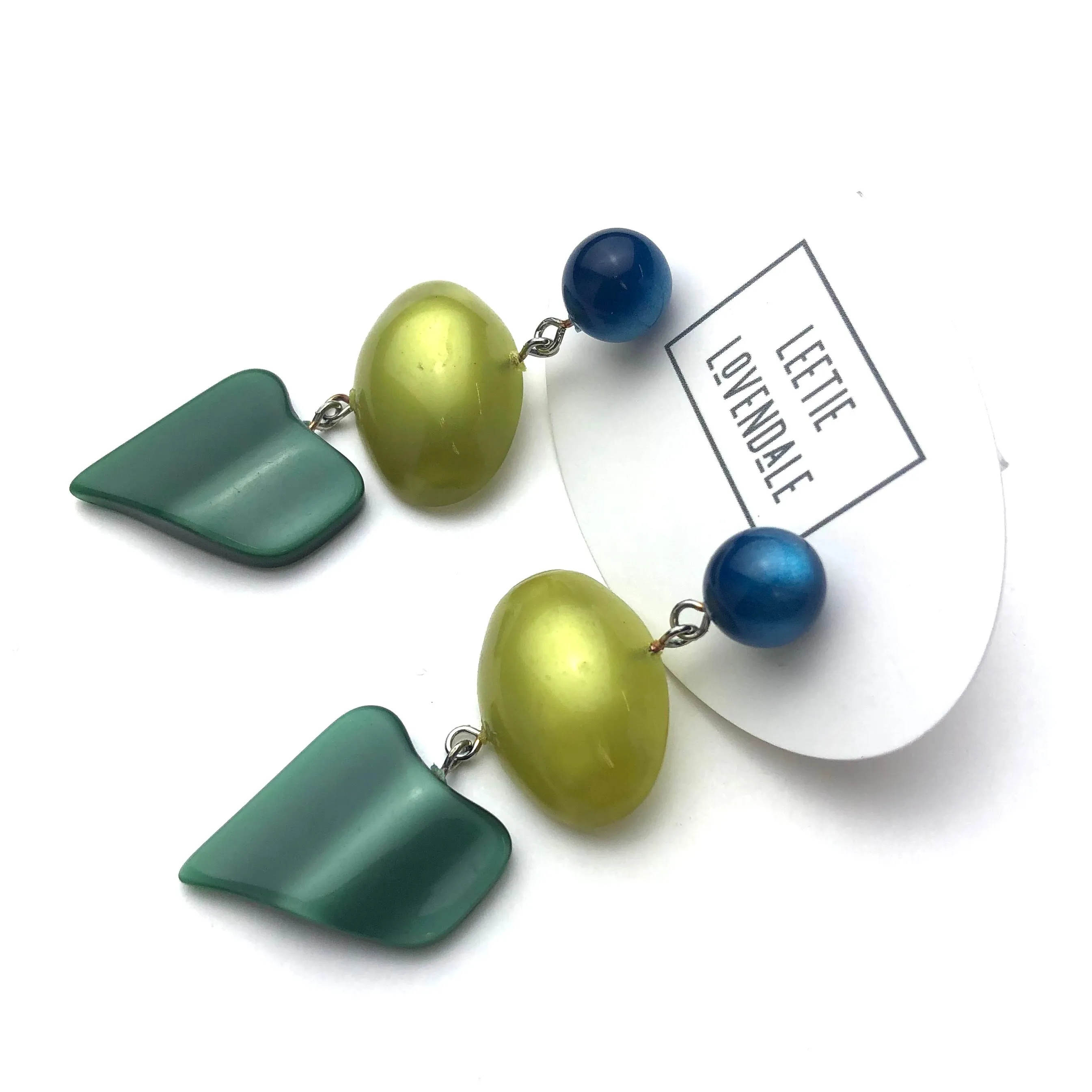 Peacock and Evergreen Moonglow Statement Earrings