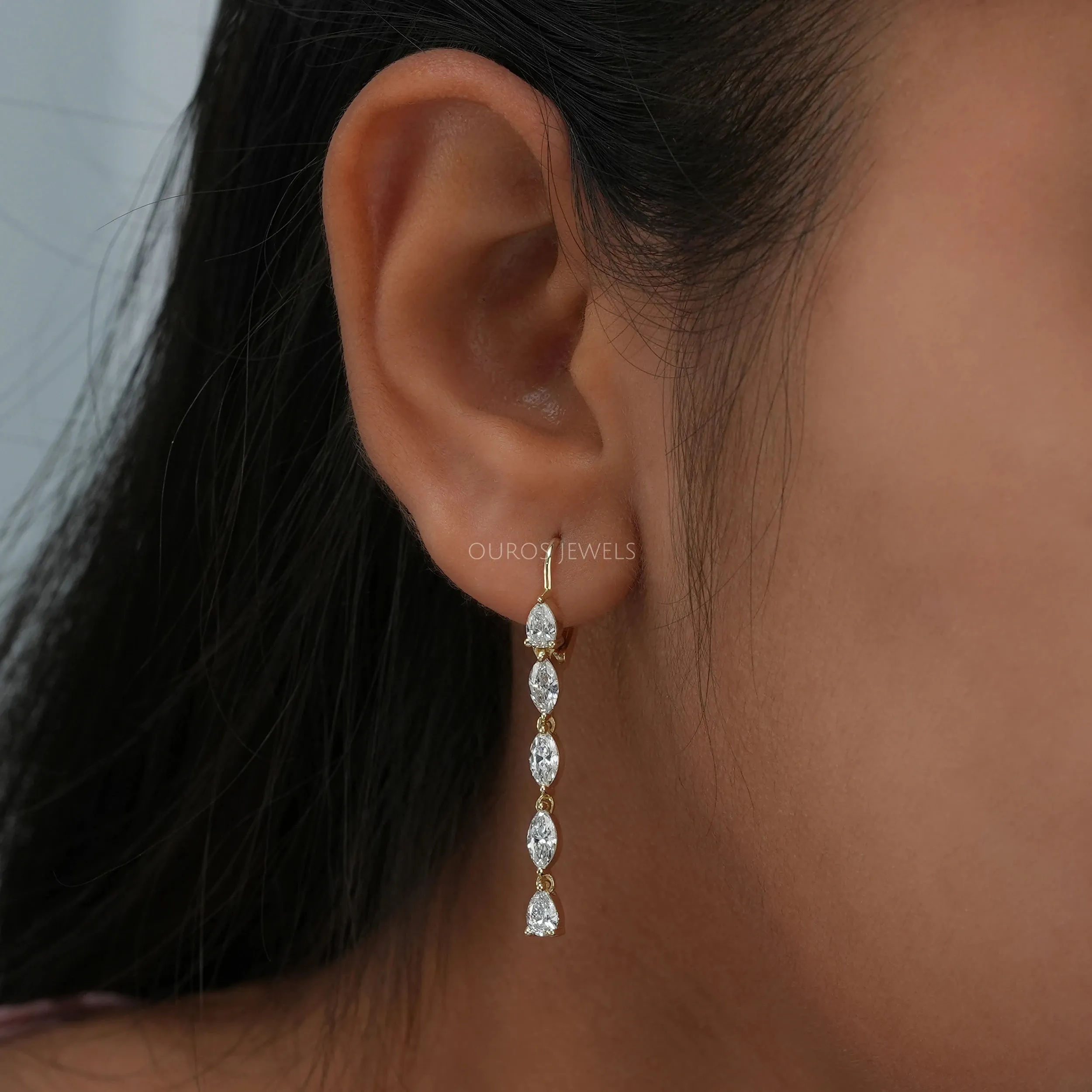 Pear And Marquise Cut Lab Diamond Dangle Earrings