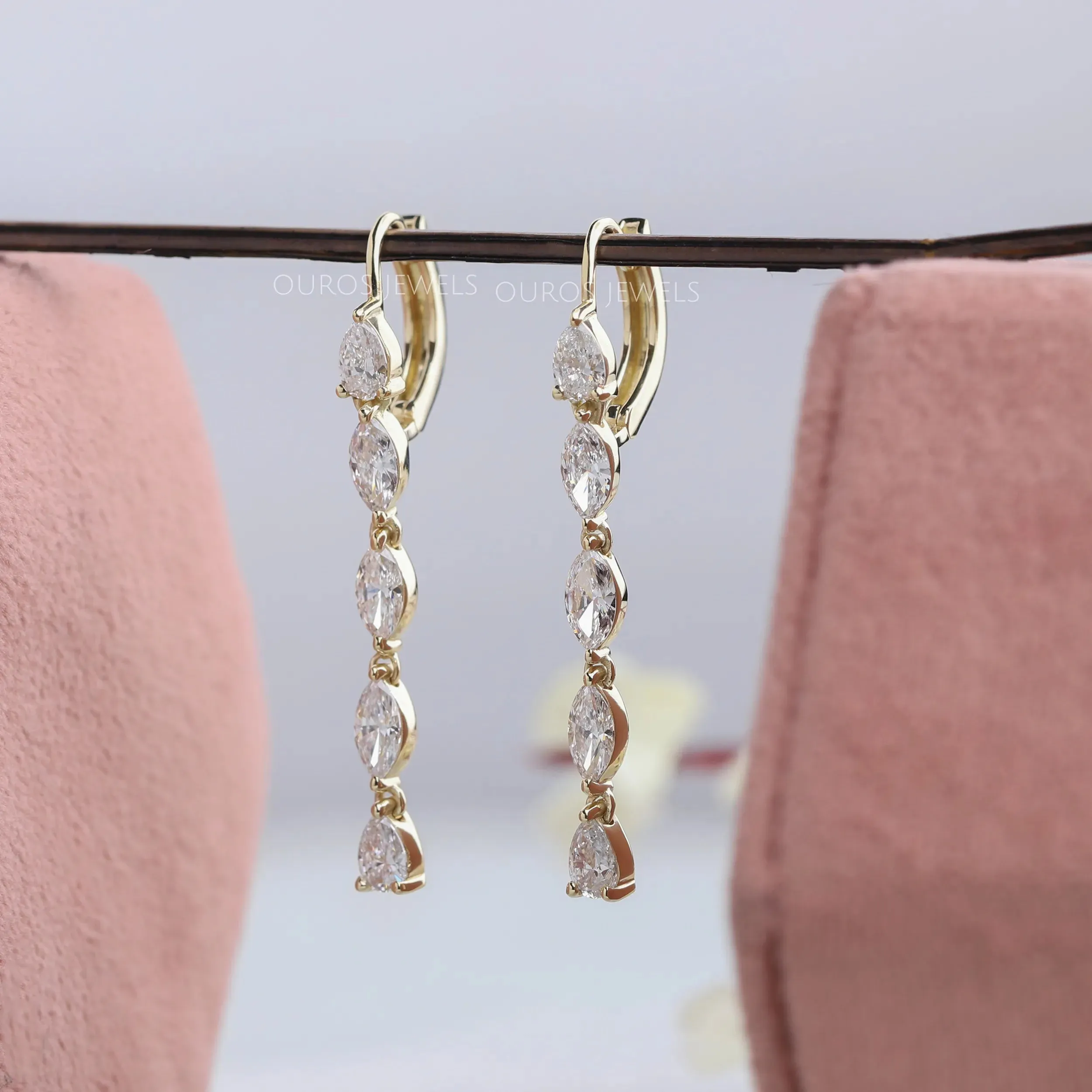 Pear And Marquise Cut Lab Diamond Dangle Earrings