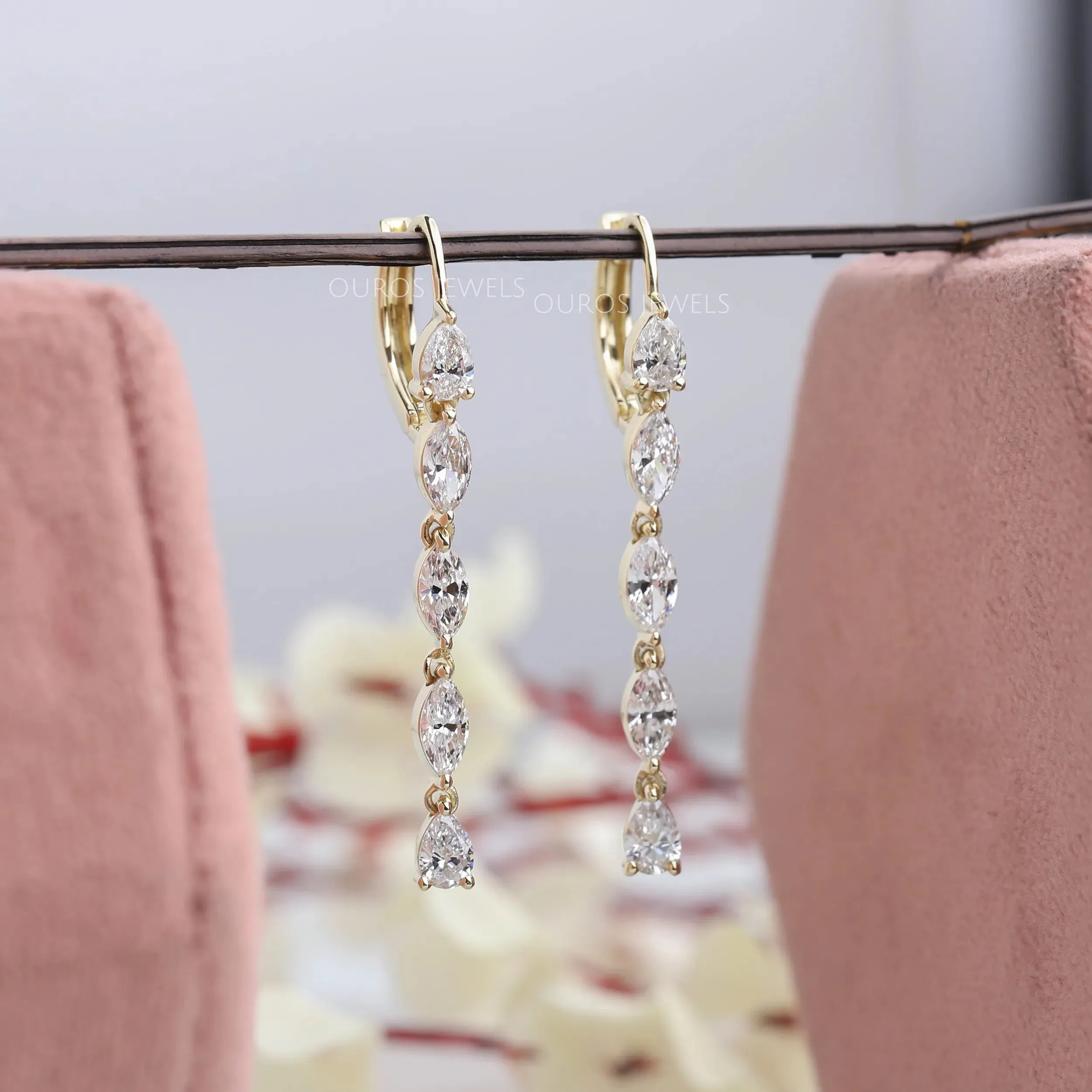 Pear And Marquise Cut Lab Diamond Dangle Earrings