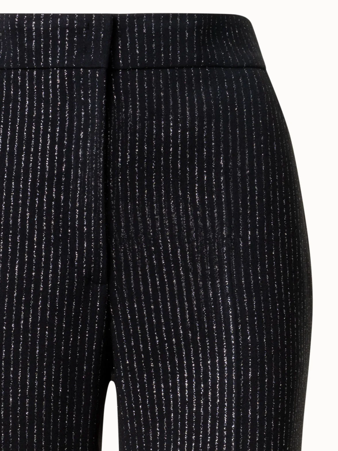 Pebble Crêpe Straigth Leg Pants with Metallic Pin Stripes