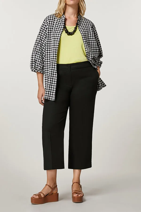 Persona (by Marina Rinaldi) FLORES BLACK COTTON GABARDINE TROUSERS