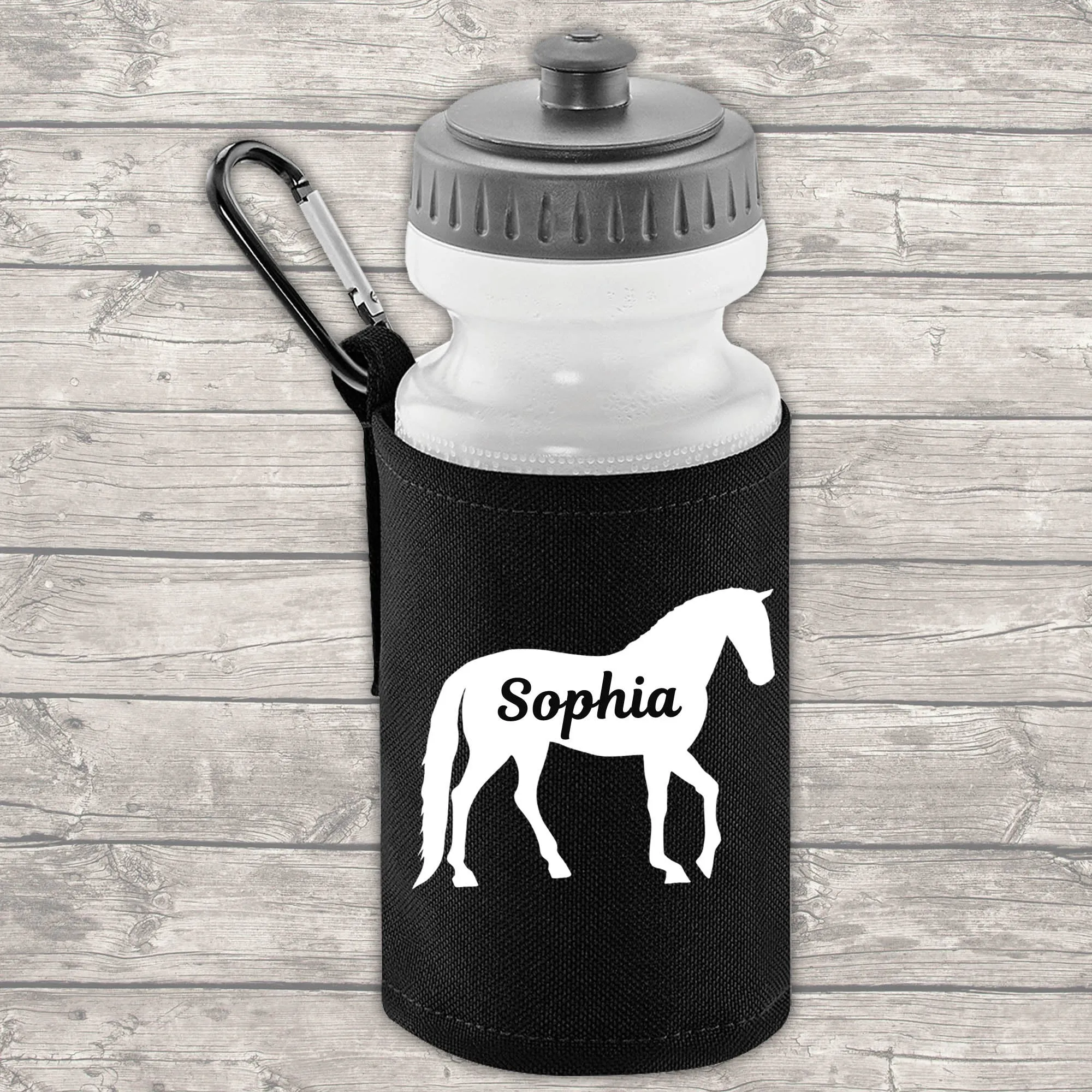 Personalised Horse 18L Backpack Kids Lunch Bag Water Bottle and FREE Pencil Case ADD Your NAME Back To School Black
