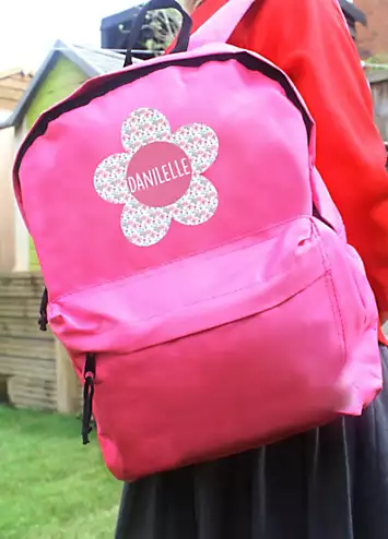 Personalised Momento Personalised Flower Pink Backpack | Look Again