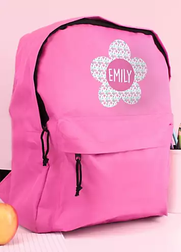 Personalised Momento Personalised Flower Pink Backpack | Look Again