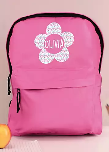 Personalised Momento Personalised Flower Pink Backpack | Look Again