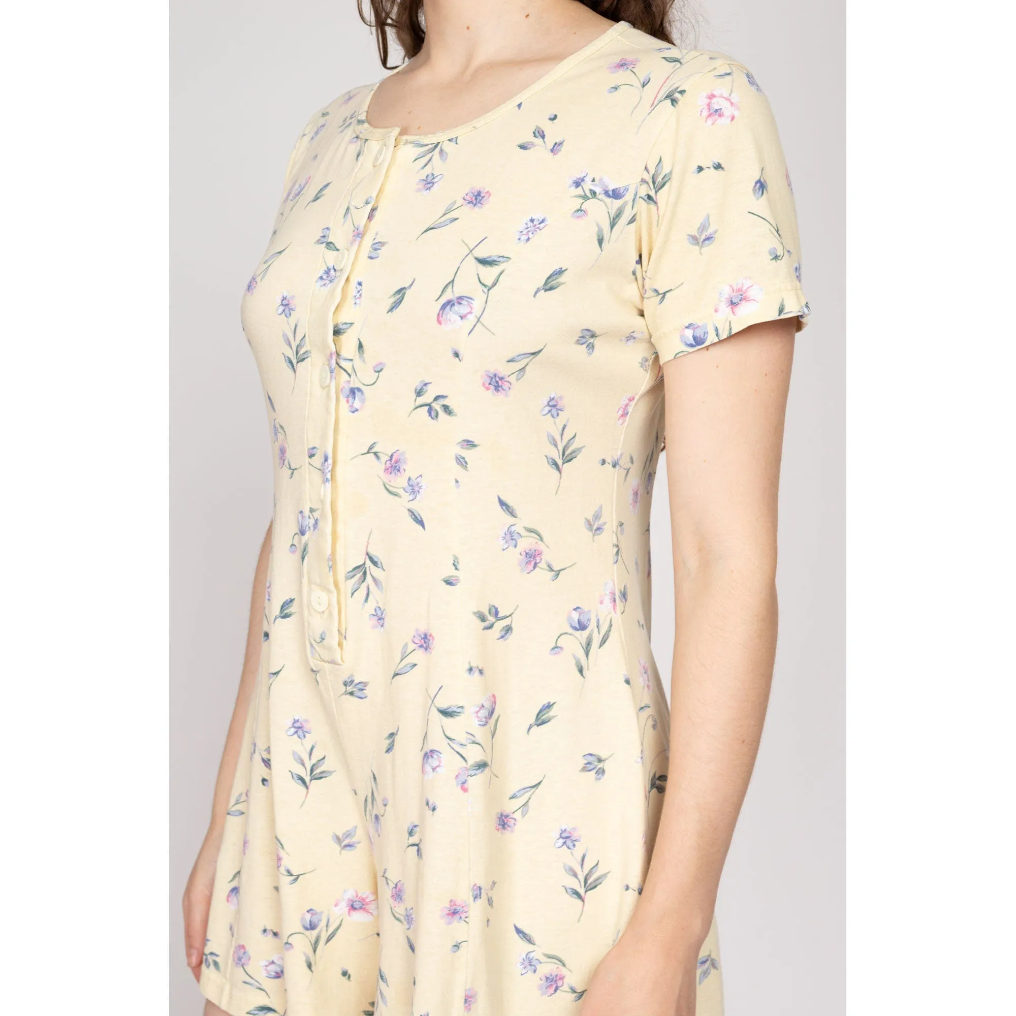 Petite Medium 90s Yellow Floral Flutter Sleeve Romper