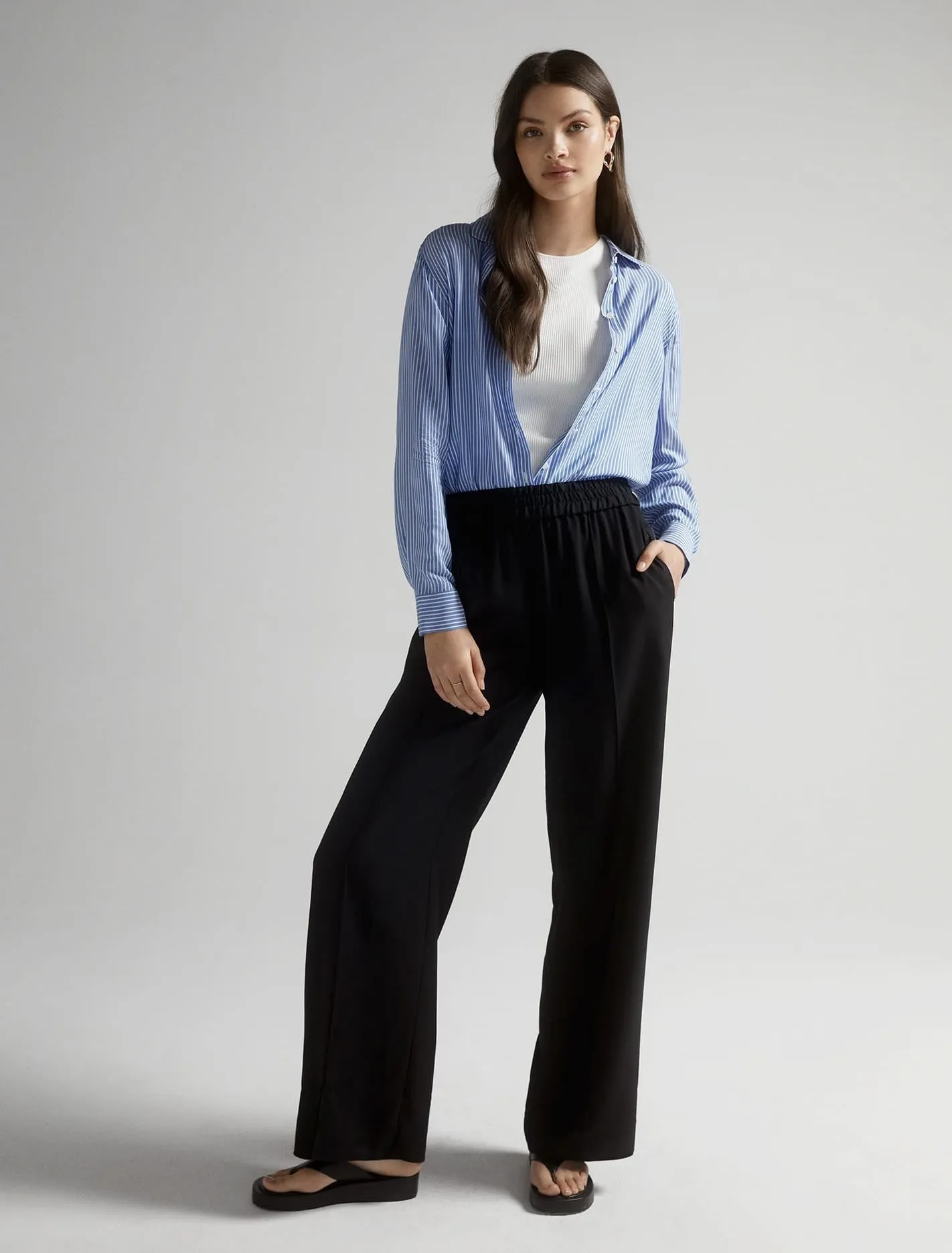 Petra Wide-Leg Pintuck Pants