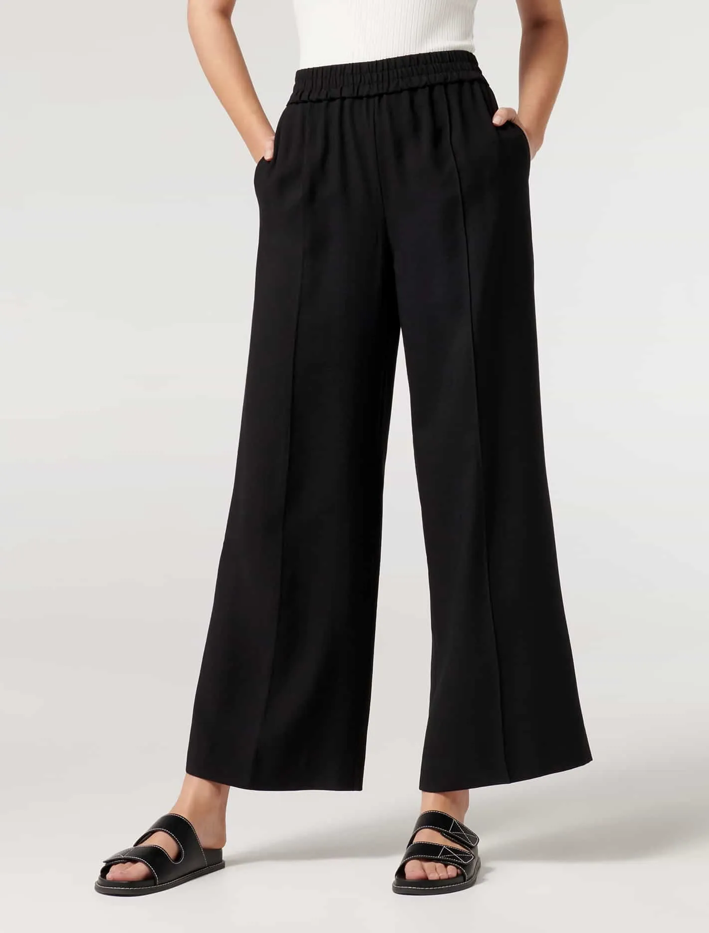 Petra Wide-Leg Pintuck Pants