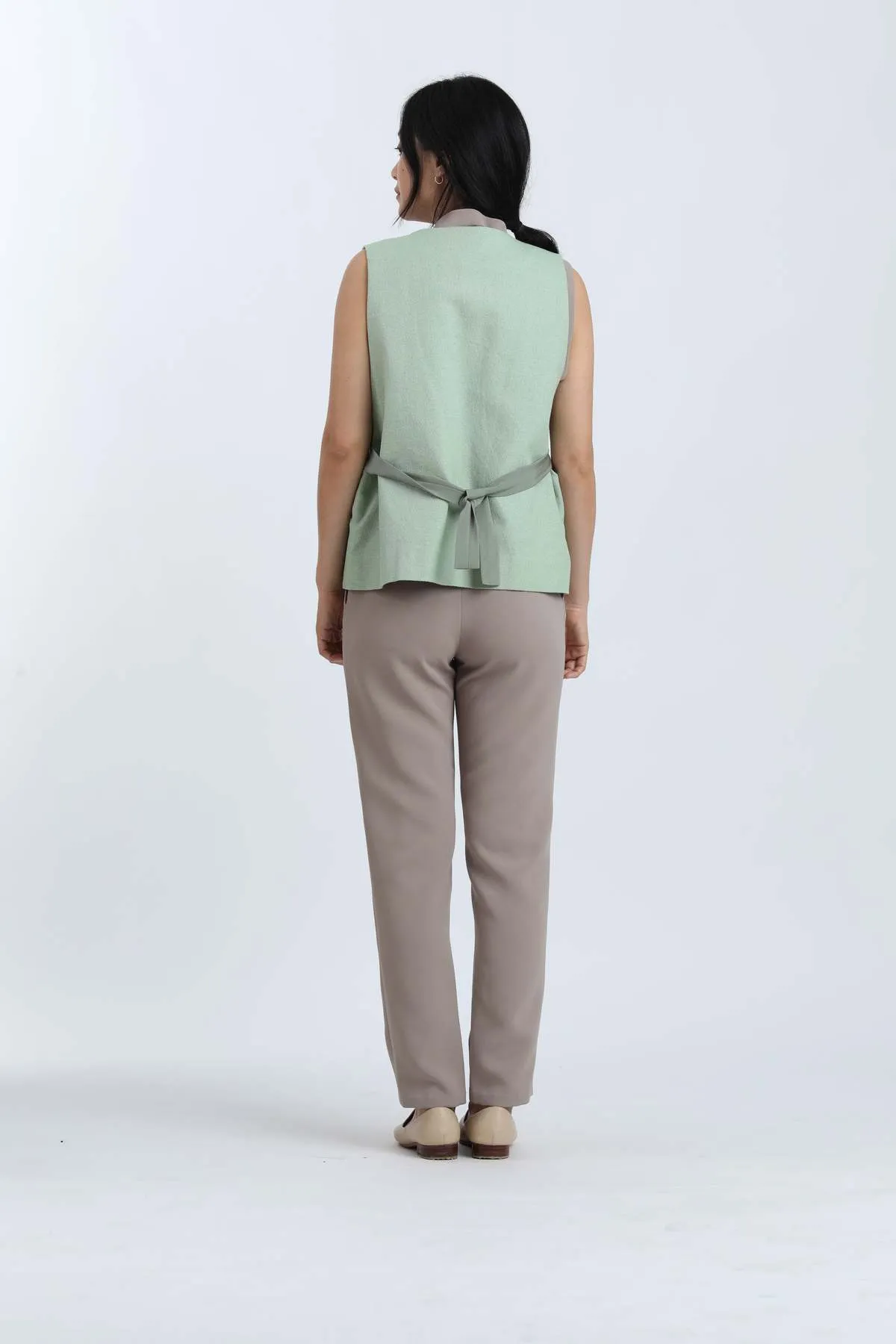 Piece of Vein One-Button Vest w/ Tie - Mint Green